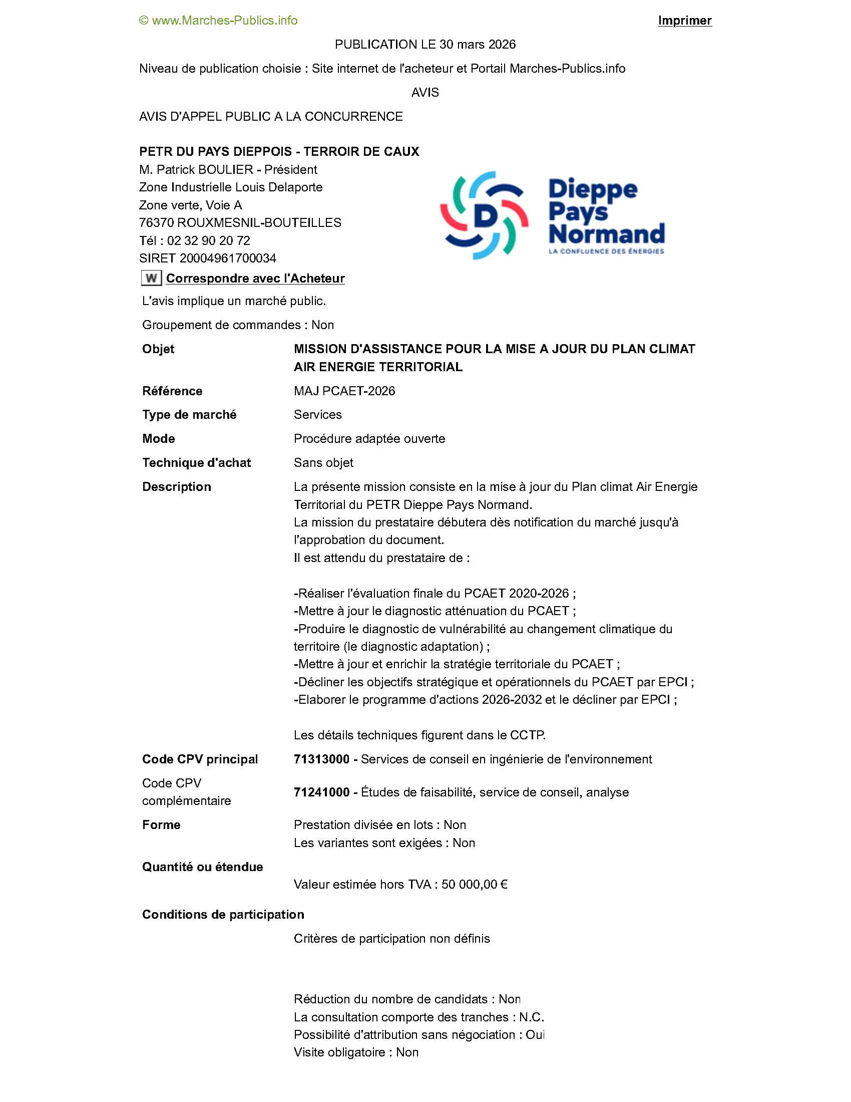 Avis dappel à concurrence MAJ PCAET 1