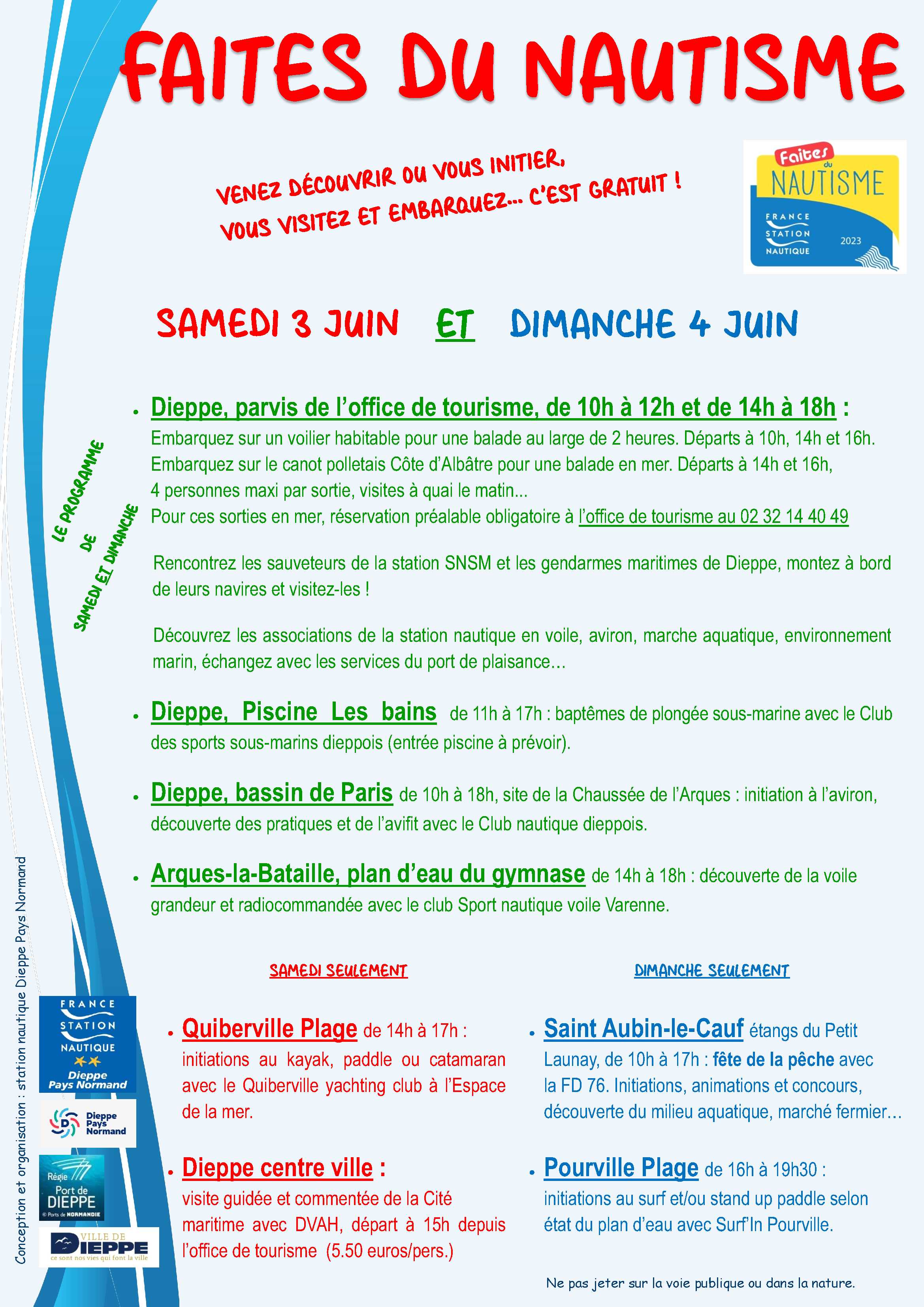 Affiche Faites du nautisme 2023 police arial narrow